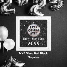 Låt oss Celebrate NYE Disco Boll Black Pappersservett