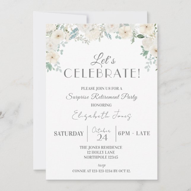 Låt oss Celebrate! Överraskad Pension Party Inbjudningar (Framsida)
