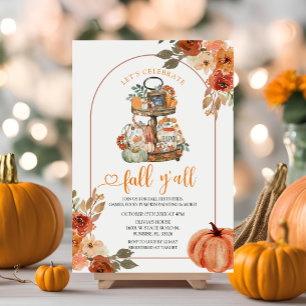 Låt oss Celebrate Rustic Pumpkin Fall Y'all Party Inbjudningar