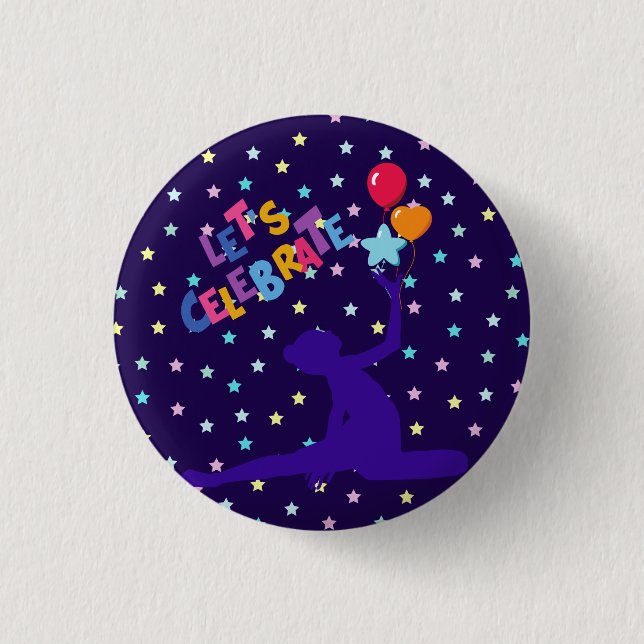 Låt oss Celebrate Stars och Balloons Knapp (Framsida)