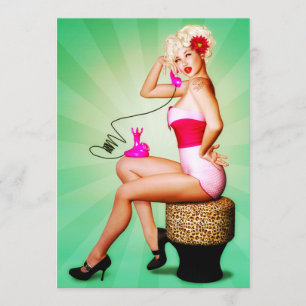 Låt oss chatta Retro Pin-Up Party Inbjudan