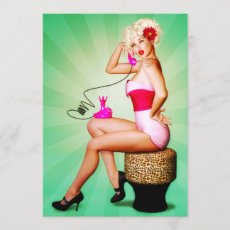 Låt oss chatta Retro Pin-Up Party Inbjudan