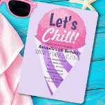 Låt oss Chill Snö Cone Kids Rosa & Lila Birthday Inbjudningar<br><div class="desc">Fira din gulles speciella dag med den Låt oss inbjudan till Chill Snö Cone Barns födelsedag. Inbjudan har en jättelik Snö Cone mot en lätt lila bakgrund. Det omvända är mönster i Snö Cones. Du kan anpassa detta ytterligare genom att klicka på knappen "PERSONALIZE". Matcha artiklar i vår butik för...</div>