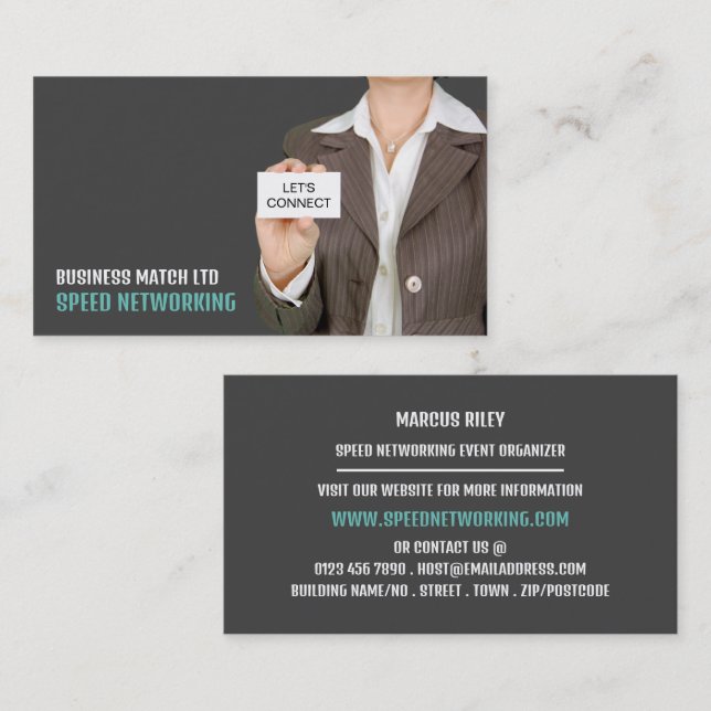 Låt oss Connect, händelseorganisatör för hastighet Visitkort (Fram/baksida)