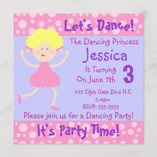 Låt oss Dance ~ Det är Party Time~Barns födelsedag Inbjudningar
