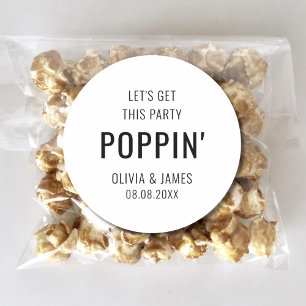 Låt oss den här Party Poppin Bröllop Popcorn-förmå Runt Klistermärke