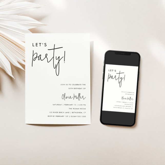 Låt oss den minimalistiska födelsedagen i Party Inbjudningar (Skapare uppladdad)