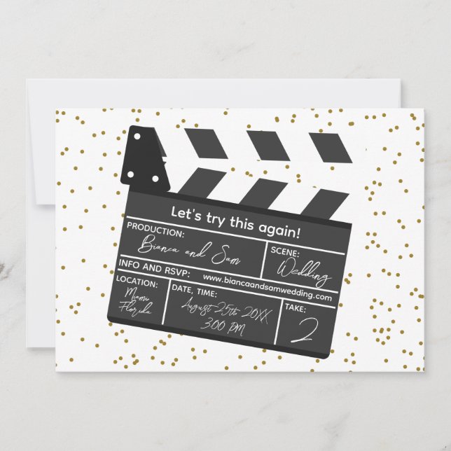 Låt oss det här igen, lustigt bröllop-uppdaterings inbjudningar (Framsida)