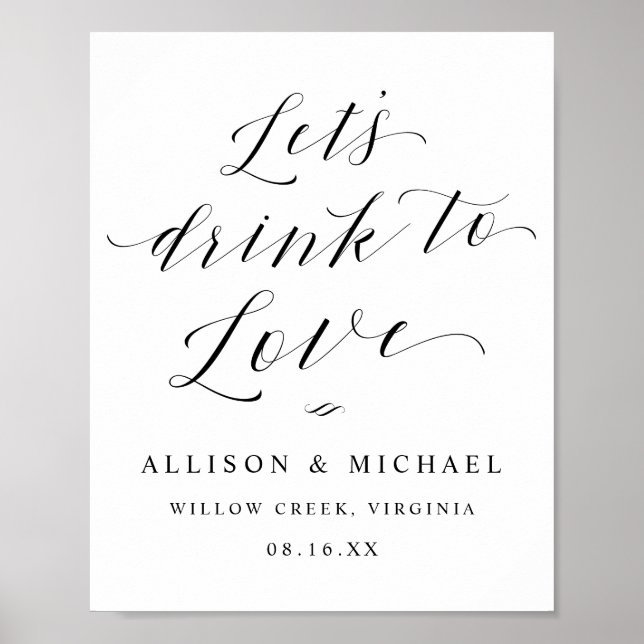 Låt oss Dinner-tecken för Drink till Kärlek-skript Poster (Framsidan)