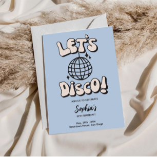 Låt oss Disco Födelsedagsfest Blue Inbjudningar