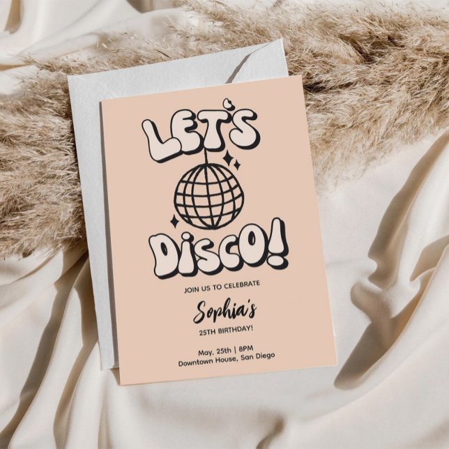 Låt oss Disco Födelsedagsfest Cream Inbjudningar (Skapare uppladdad)