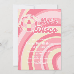 Låt oss Disco Groovy Wave Retro 70-talets Rosa Bir Inbjudningar
