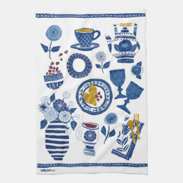 Låt oss Do Brunch! Tea Towel in Navy and White Kökshandduk