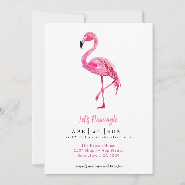 Låt oss dricka Flamingo Cocktails Inbjudningar (Framsida)