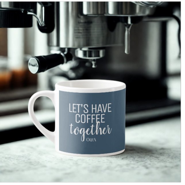 Låt oss dricka kaffe tillsammans | Parmonogram Vit Espressomugg (Modern wedding couple name coffee lover expresso mug)