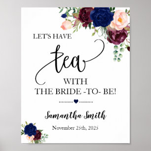 Låt oss dricka te med blivande bruden navy boho br poster