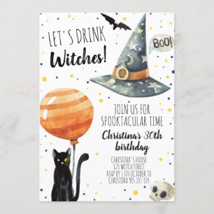 Låt oss dricka Witches Halloween Vuxen Party födel Inbjudningar