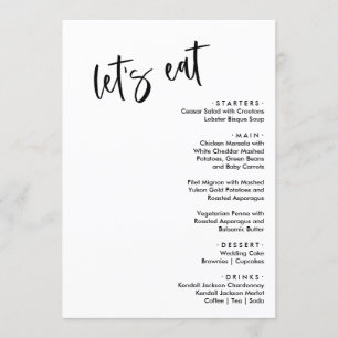 Låt oss Eat Bröllop Menus Meny