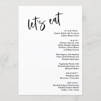 Låt oss Eat Bröllop Menus Meny