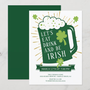 Låt oss Eat Drink vara Irish St Patrick's Party Inbjudningar