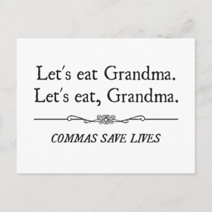 Låt oss Eat Grandma Commas Spara Lives Vykort