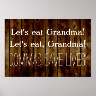 Låt oss Eat Grandma Funny English Grammar Classroo Poster