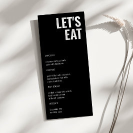 Låt oss Eat Modern Minimalist Black Weeding Menu