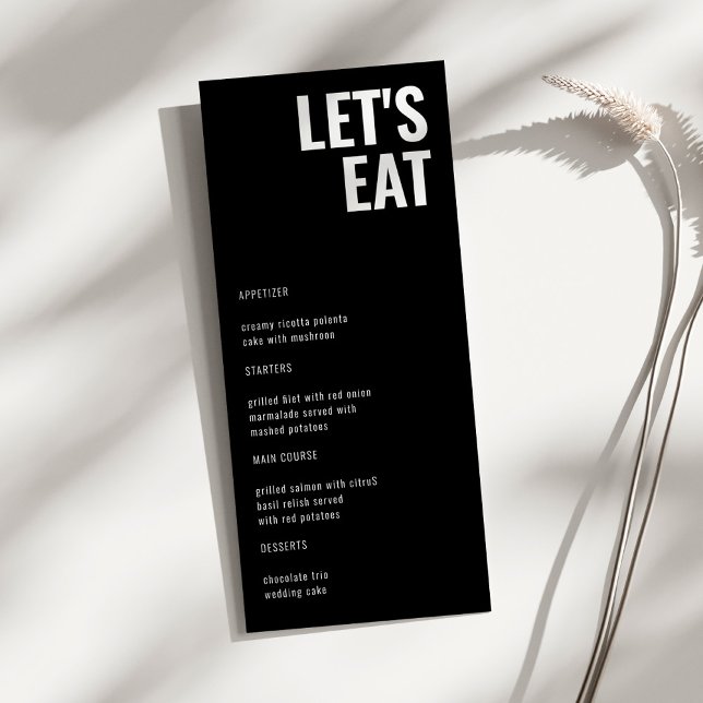 Låt oss Eat Modern Minimalist Black Weeding Menu (Skapare uppladdad)