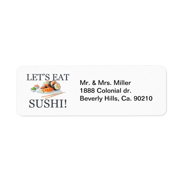 Låt oss Eat Sushi Returadress Etikett (Framsidan)