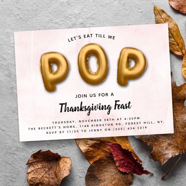 Låt oss Eat till POP. Thanksgiving Middag Party Inbjudningar (Skapare uppladdad)