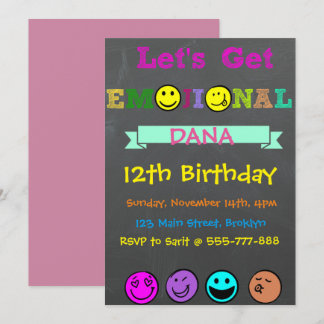 Låt oss Emojinal, Emoji Girl Birthday-inbjudan Inbjudningar