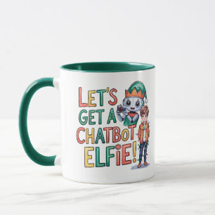 🤖 Låt oss en Chatbot Elfie Funny-julsemester Mugg