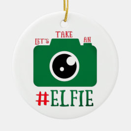 Låt oss en Elfie Santa Cam-julklapp Julgransprydnad Keramik