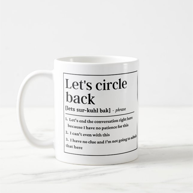 Låt oss en lustig definition för cirkeln bakåt kaffemugg (Vänster)