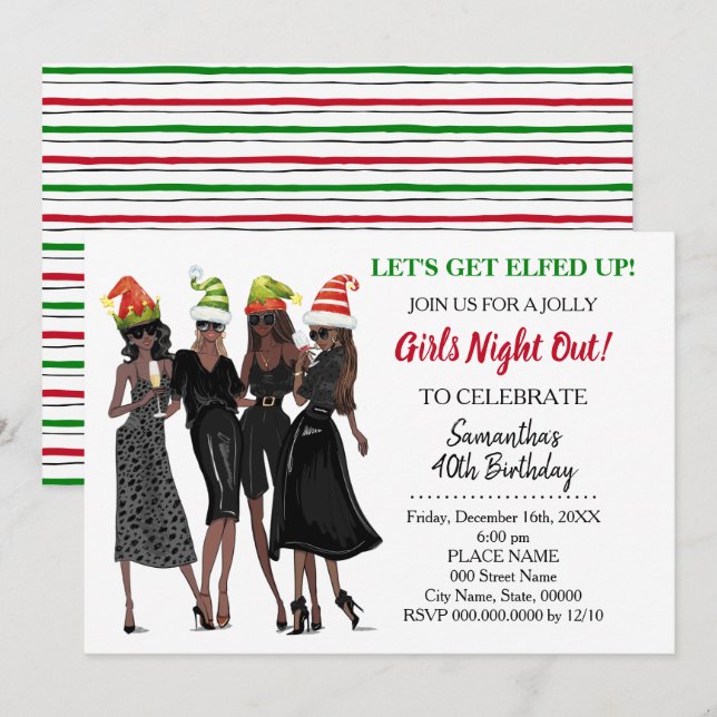 Låt oss få äldre julafton ute på födelsedagen inbjudningar (Fram/baksida)