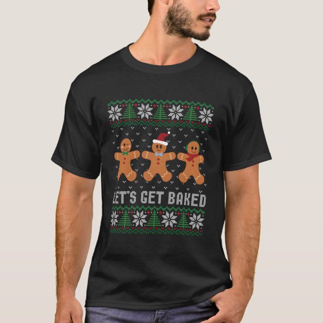 Låt oss få bakat fint julsötat, gingerbröd t shirt (Framsida)