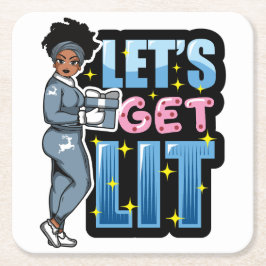 Låt oss få belysta svarta kvinnor. underlägg papper kvadrat