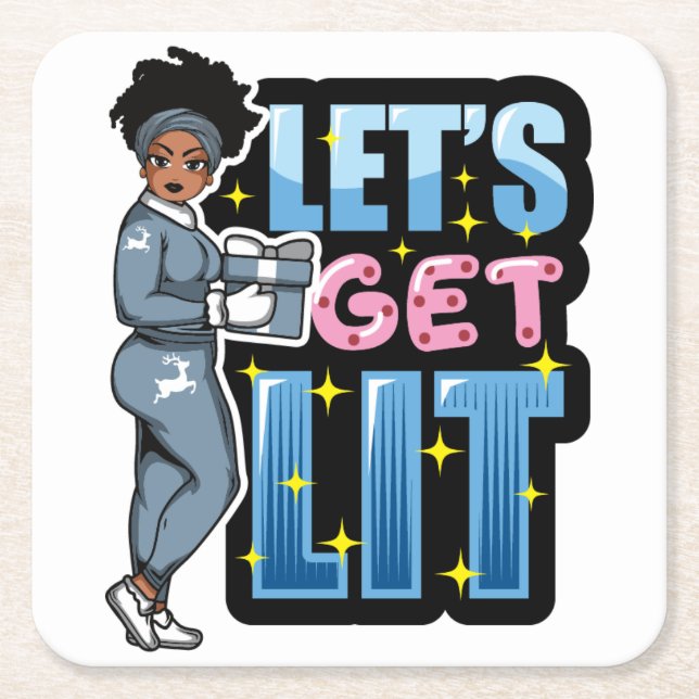 Låt oss få belysta svarta kvinnor. underlägg papper kvadrat (Framsidan)