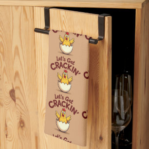 Låt oss få Crackin’ Funny Chicken Farm Pun Kökshandduk