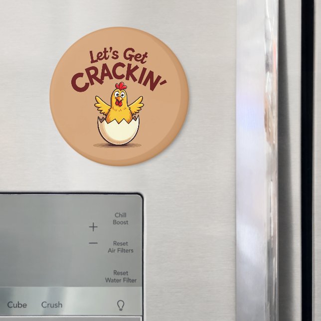 Låt oss få Crackin’ Funny Chicken Farm Pun Magnet (In Situ (Fridge))