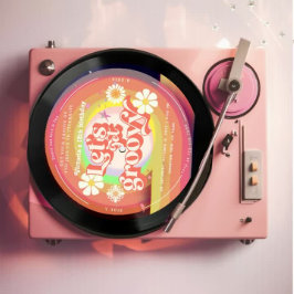 Låt oss få Daisyn av groovy Retro Vinyl Rainbow Inbjudningar