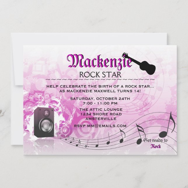 Låt oss få den höga rosa födelsedagsfest inbjudan (Framsida)