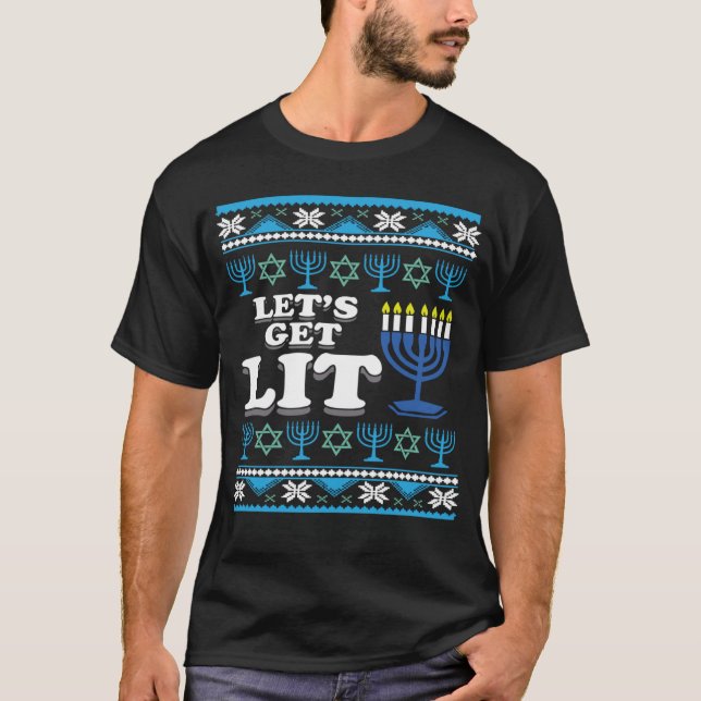 Låt oss få den judiska ugglan Hanukkah-julen T Shirt (Framsida)