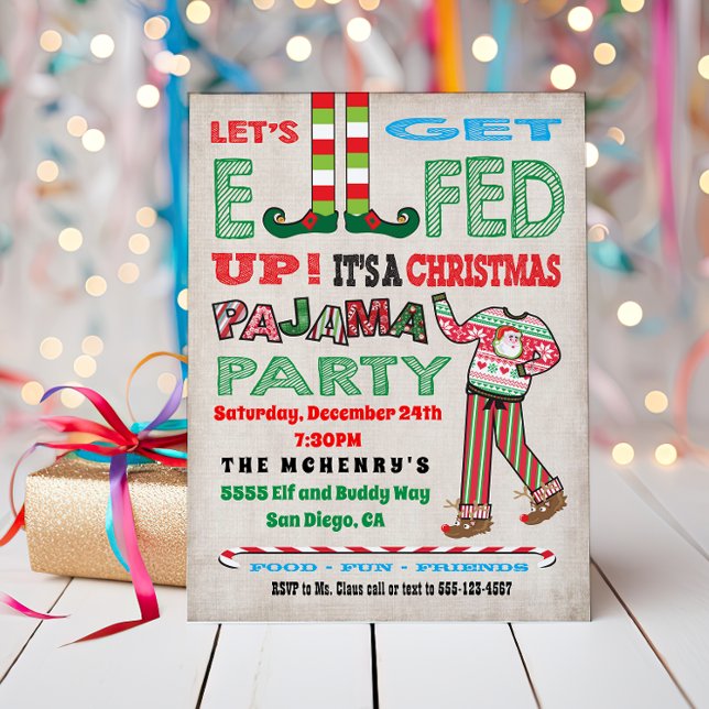 Låt oss få Elhad uppåt Chrismas Pajama Party Inbjudningar (Skapare uppladdad)