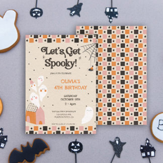 Låt Oss Få En Ryslig Söt Halloween Födelsedagsfest Inbjudningar