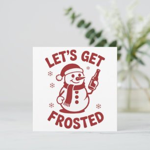 Låt Oss Få Frostad Snömannen Öl Snarkig Jul Julkort