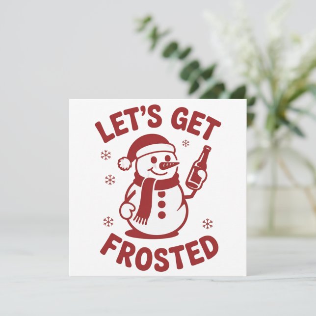 Låt Oss Få Frostad Snömannen Öl Snarkig Jul Julkort (Stående Fram)