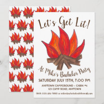 Låt oss få fyr på lägerelden Bachelor-firande Camp