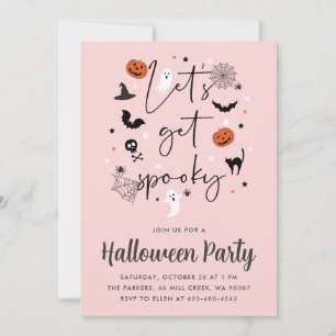 Låt oss få Halloween fest-Rosa Inbjudningar