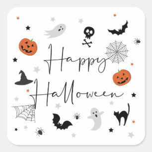 Låt oss få Halloween fest-vit Fyrkantigt Klistermärke